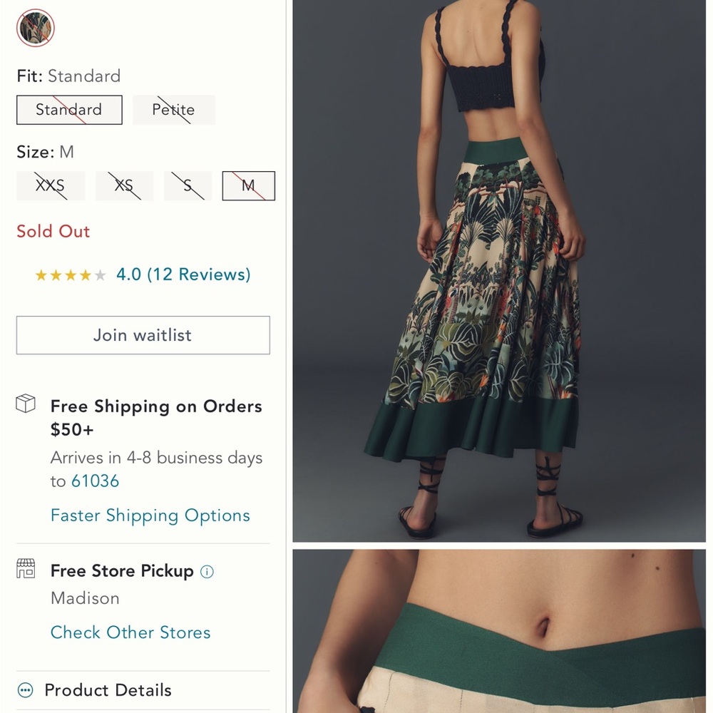 Anthropologie farm rio Botanical Print circle skirt medium brand new